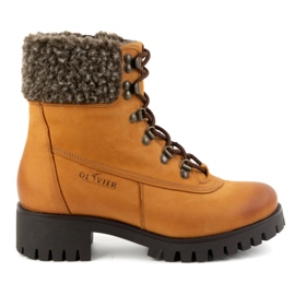 Olivier Bottes en cuir pour femmes, bottes d'hiver isolées, 330BB, rouge orange