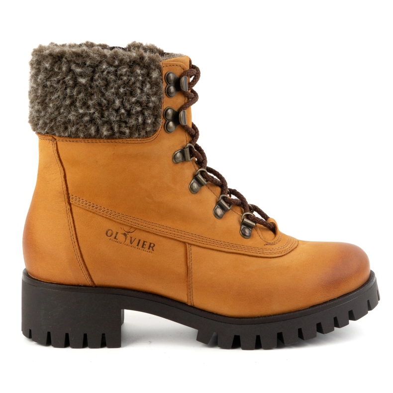 Olivier Bottes en cuir pour femmes, bottes d'hiver isolées, 330BB, rouge orange