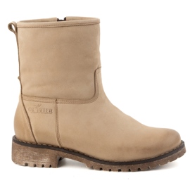 Olivier Bottes d'hiver isolées en cuir pour femme 340BB, beige Olivier Bottes d'hiver isolées en cuir pour femme 340BB, beige