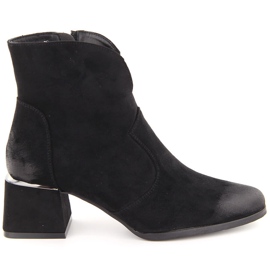 Bottines à talons hauts en daim pour femmes, noires, Potocki 12422 le noir