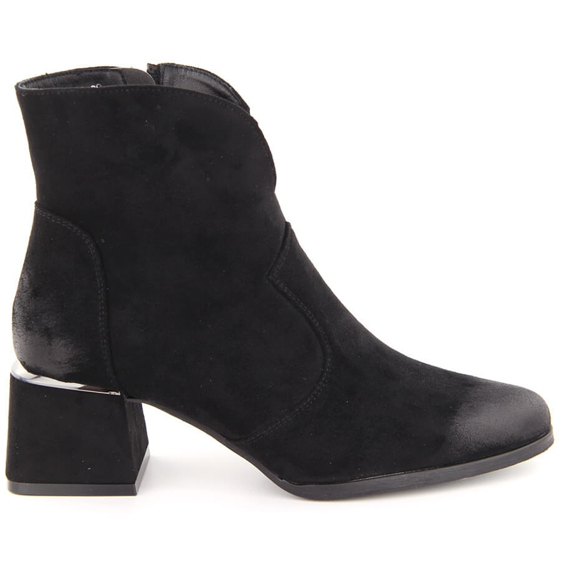 Bottines à talons hauts en daim pour femmes, noires, Potocki 12422 le noir