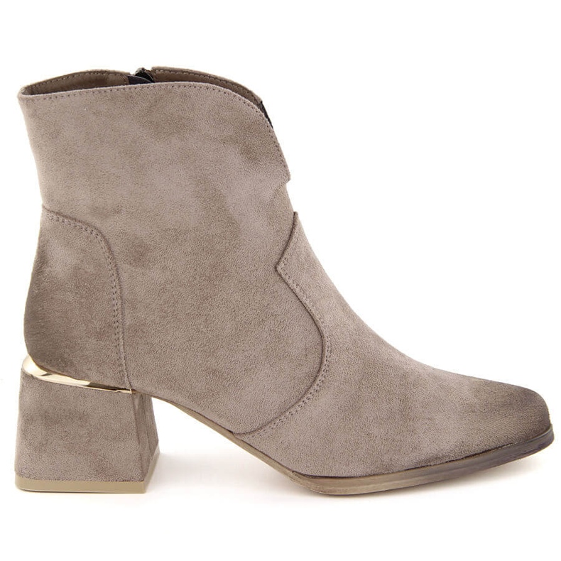 Bottines à talon haut en daim pour femme, beige Potocki 12422