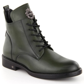 Bottines à lacets et fermeture éclair pour femme, vertes Potocki SZ12179