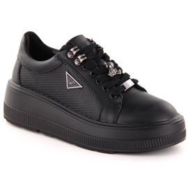 Chaussures femme en cuir noir sur plateforme Filippo DP6382 le noir