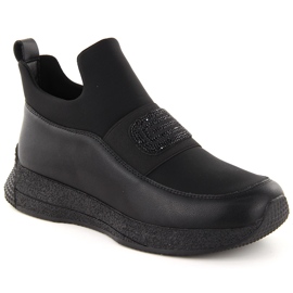 Chaussures à enfiler en cuir pour femmes, noires Artiker 55C0035