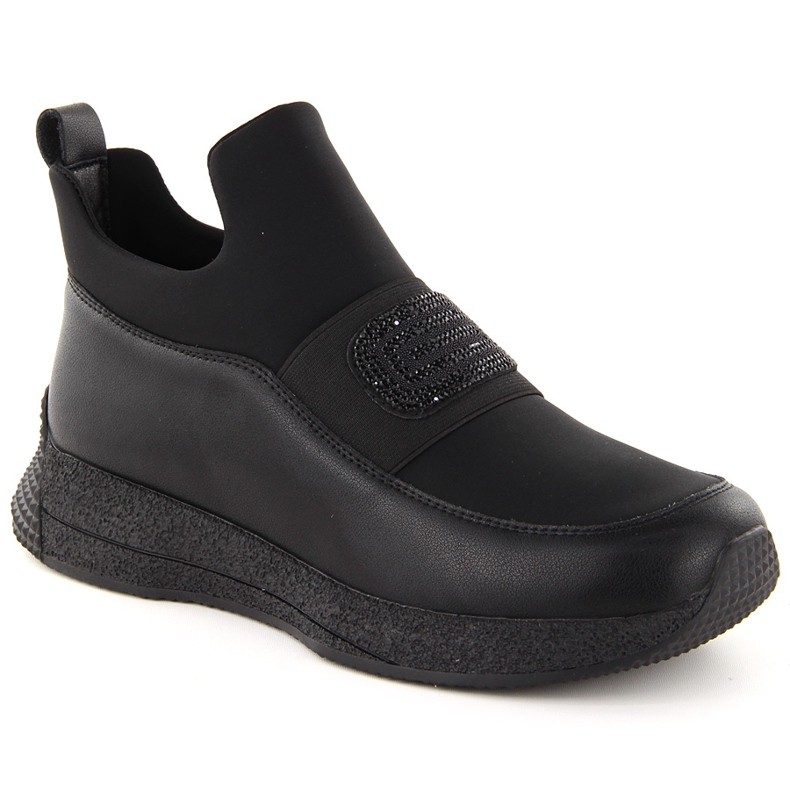 Chaussures à enfiler en cuir pour femmes, noires Artiker 55C0035 le noir