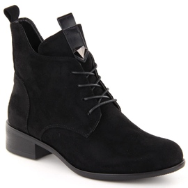 M. DASZYŃSKI Bottes à lacets et fermeture éclair pour femmes isolées noir M.Daszyński SA198-24 le noir
