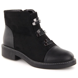 M. DASZYŃSKI Bottines noires isolées en daim pour femmes M.Daszyński SA252-4 le noir