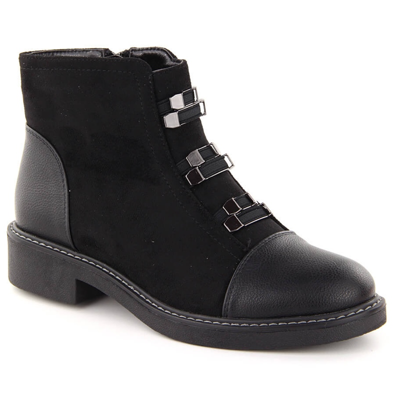M. DASZYŃSKI Bottines noires isolées en daim pour femmes M.Daszyński SA252-4 le noir