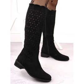 M. DASZYŃSKI Bottines ajourées en daim noir M.Daszyński SA198-33