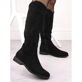 Bottines ajourées en daim femme, noir S.Barski HY66-150