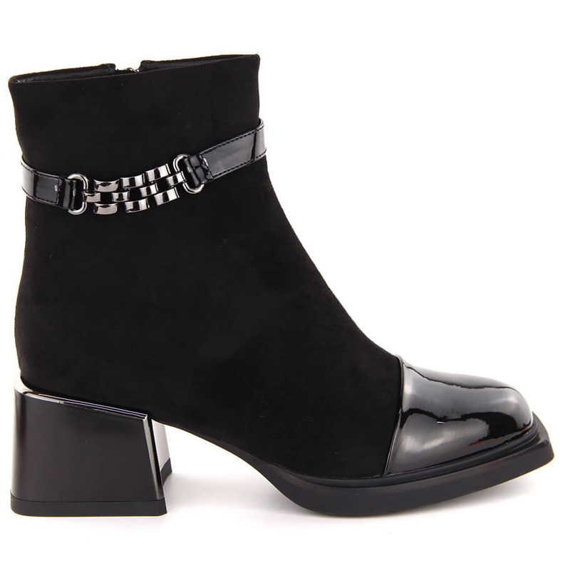 Bottines pour femmes à talon décoratif noir D&A S.Barski Premium Collection MR880-018 le noir Bottines pour femmes à talon décoratif noir D&A S.Barski Premium Collection MR880-018 le noir