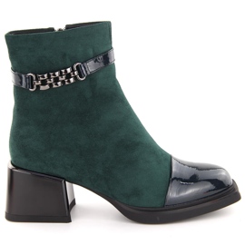Bottines femme à talon décoratif, vert D&amp;A S.Barski Premium Collection MR880-018