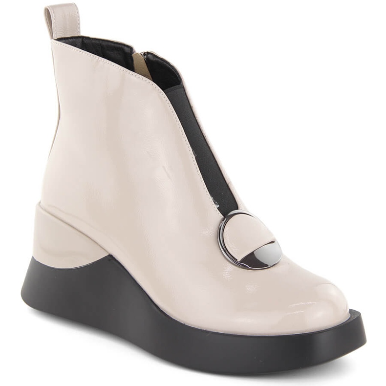 Bottines compensées vernies pour femme D&A S.Barski Premium Collection MR880-136 beige Bottines compensées vernies pour femme D&A S.Barski Premium Collection MR880-136 beige