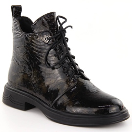 Bottines en cuir verni D&amp;A S.Barski Premium Collection LZ42-042 noir