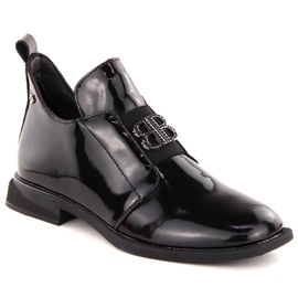 Bottines pour femme en cuir verni avec décoration, noir Filippo DBT4763