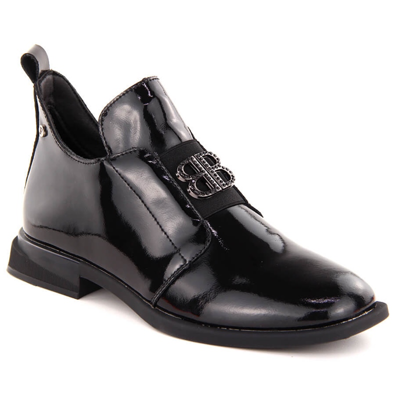 Bottines pour femme en cuir verni avec décoration, noir Filippo DBT4763 le noir