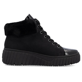 Bottines compensées noires imperméables pour femme Rieker N2505-00 le noir