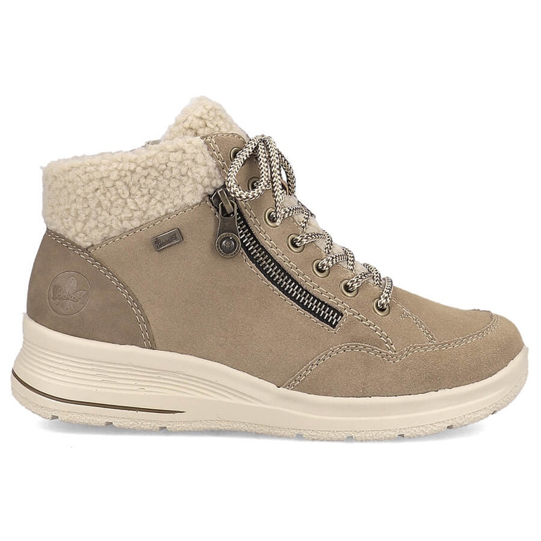 Bottines femme imperméables en cuir beige Rieker L7701-24