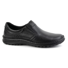 Olivier Chaussures à enfiler en cuir pour hommes 759MP, noires