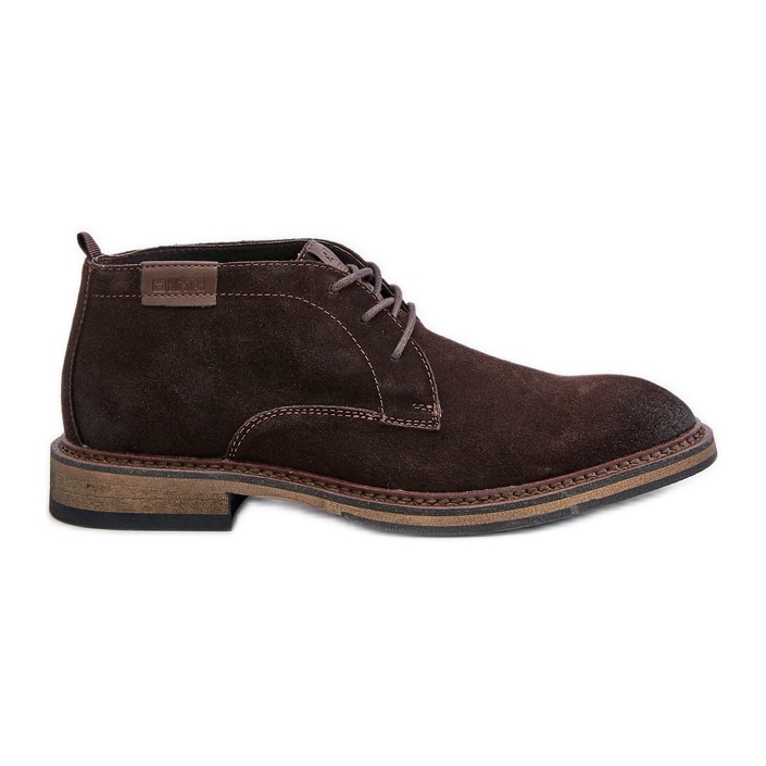 Bottines à lacets en daim pour hommes Big Star OO174145 Marron foncé brun