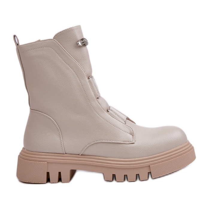 Bottes De Travail Isolées Pour Femmes Avec Fermeture Éclair, Cuir Écologique, Beige Clair Mailyra Bottes De Travail Isolées Pour Femmes Avec Fermeture Éclair, Cuir Écologique, Beige Clair Mailyra