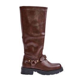 Bottes isolées pour femmes avec fermeture éclair en cuir écologique marron Tialethe brun