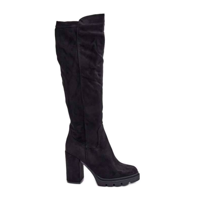 Bottes isolées à talons hauts pour femmes Eco Daim Noir Tirisha le noir