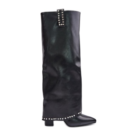 Bottines à talon relevé pour femme, noir Kaielia le noir