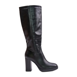 Cuissardes à talons hauts en cuir écologique, Noir Riamaya le noir