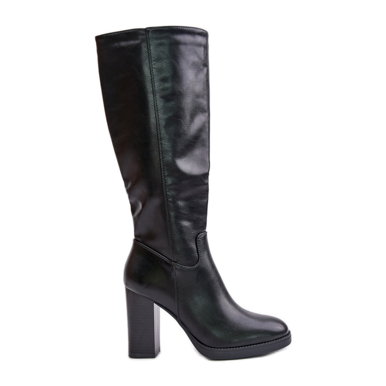 Cuissardes à talons hauts en cuir écologique, Noir Riamaya le noir