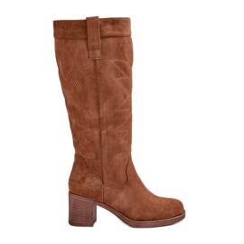 Cuissardes à talons hauts pour femmes Camel Erisorae brun
