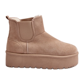 Bottes de neige à plateforme et empiècements élastiques pour femme, beige clair Rialine Bottes de neige à plateforme et empiècements élastiques pour femme, beige clair Rialine