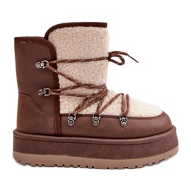 Bottes de neige à plateforme et laçage pour femme, marron Riaviana brun