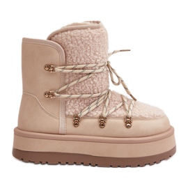 Bottes de neige à plateforme et laçage pour femme, beige clair Riaviana