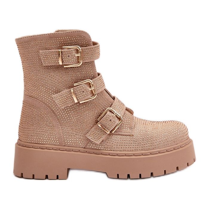 Bottines femme isolées à décor de gâteau beige