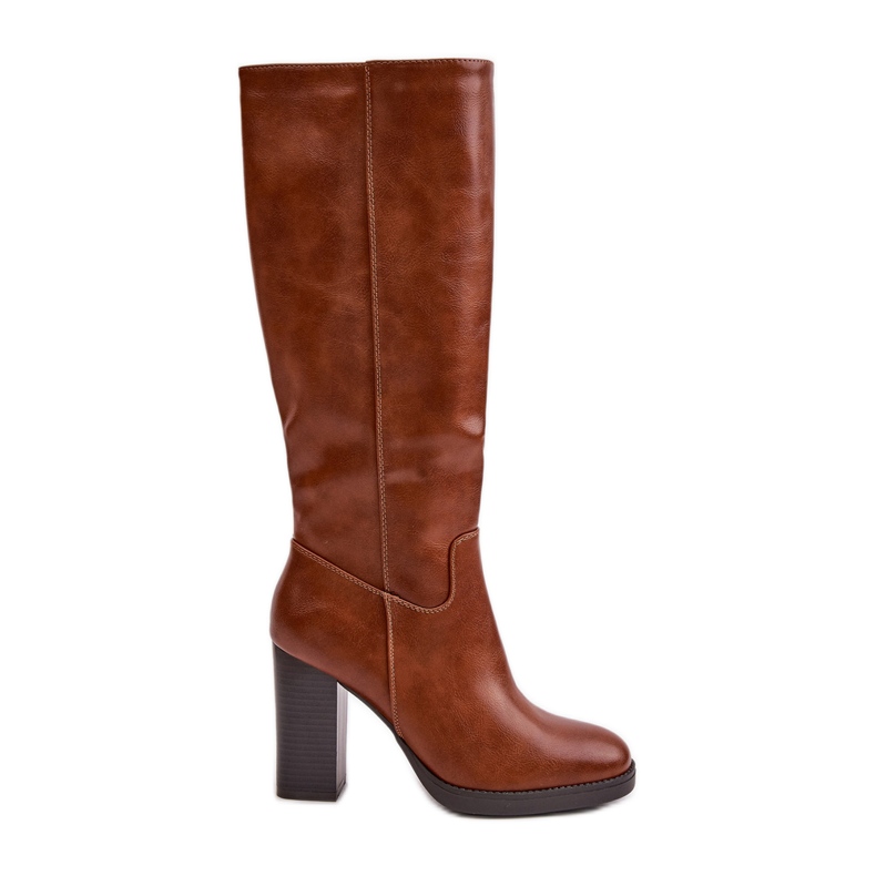 Camel - Cuissardes à talons hauts en cuir écologique Riamaya brun Camel - Cuissardes à talons hauts en cuir écologique Riamaya brun