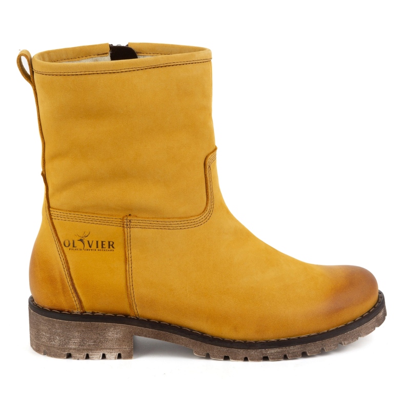 Olivier Bottes d'hiver isolées en cuir pour femme 340BB Moutarde orange Olivier Bottes d'hiver isolées en cuir pour femme 340BB Moutarde orange