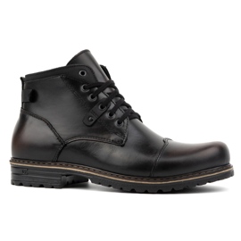 Polbut Bottes d'hiver isolées pour hommes en cuir naturel C15S, kabir noir