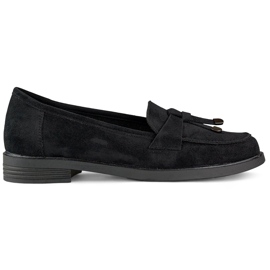 Chaussures en daim noir à semelle plate le noir