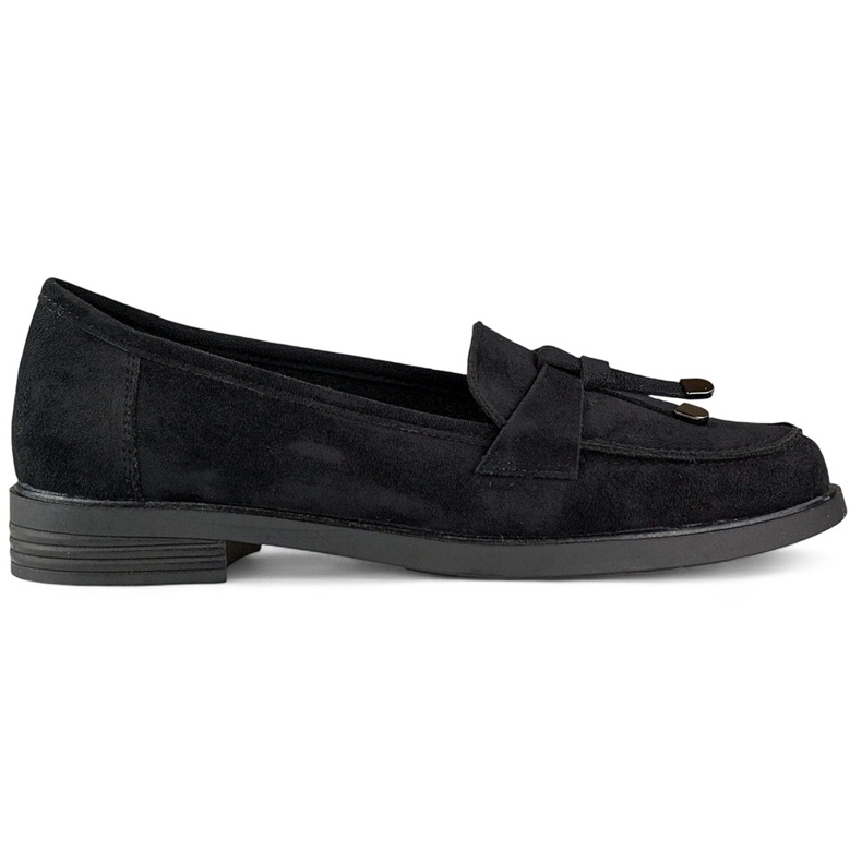 Chaussures en daim noir à semelle plate le noir
