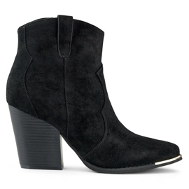 Santiags classiques noires pour femme en daim à talon haut