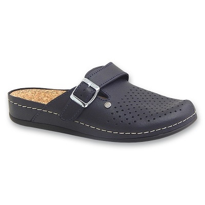 Inblu chaussons femme en cuir avec semelle intérieure en liège 158D259 bleu marine