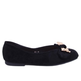 Cranny Ballerines noires avec ours en peluche doré le noir