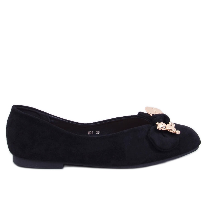 Cranny Ballerines noires avec ours en peluche doré le noir