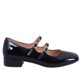 Corigan Ballerines noires à talons hauts et lanières