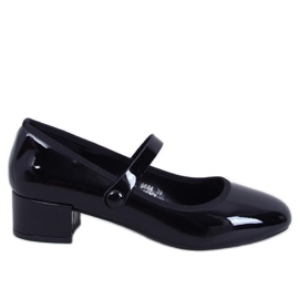 Weinis Ballerines noires vernies à talons hauts le noir