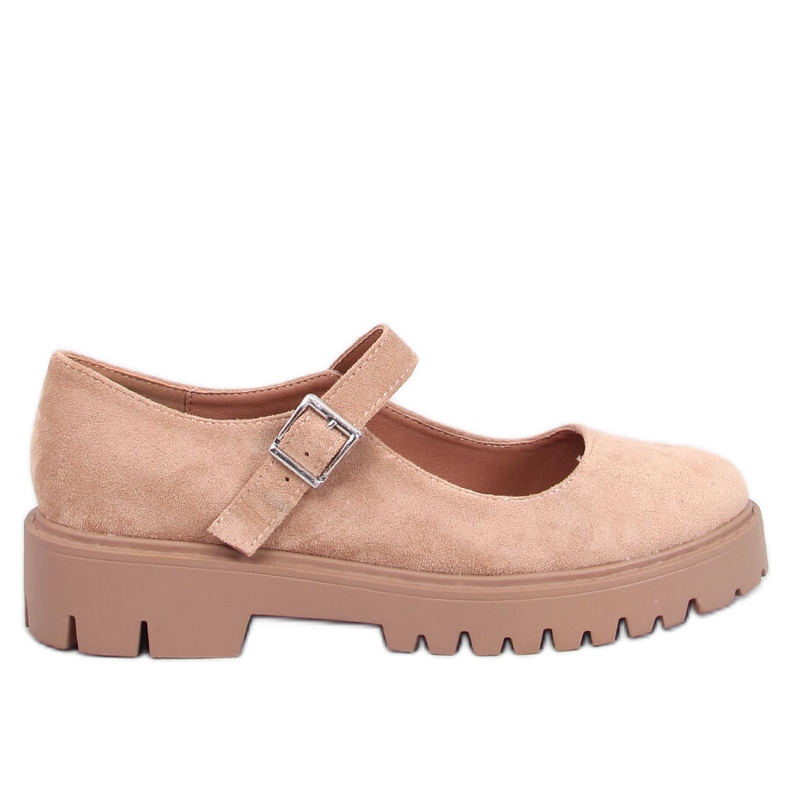 Holmess - Ballerines à plateforme et lanières kaki beige