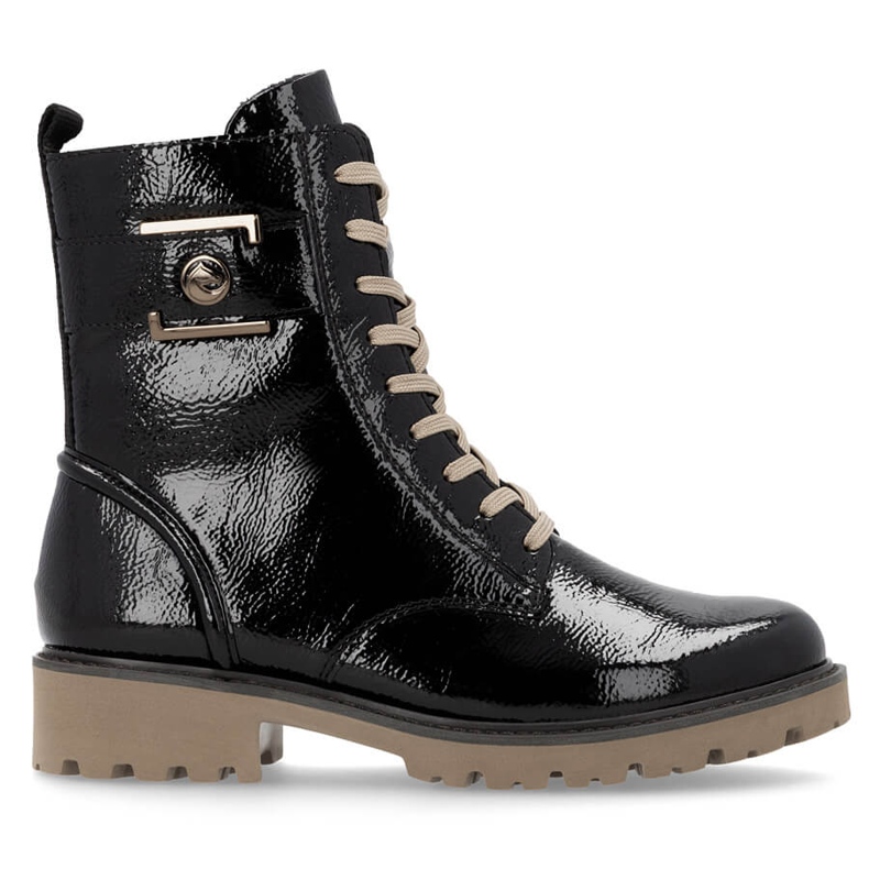 Bottines femme en cuir verni noir Remonte D8663-00 le noir