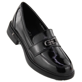 Mocassins femme en cuir verni, noir, Vinceza 58409